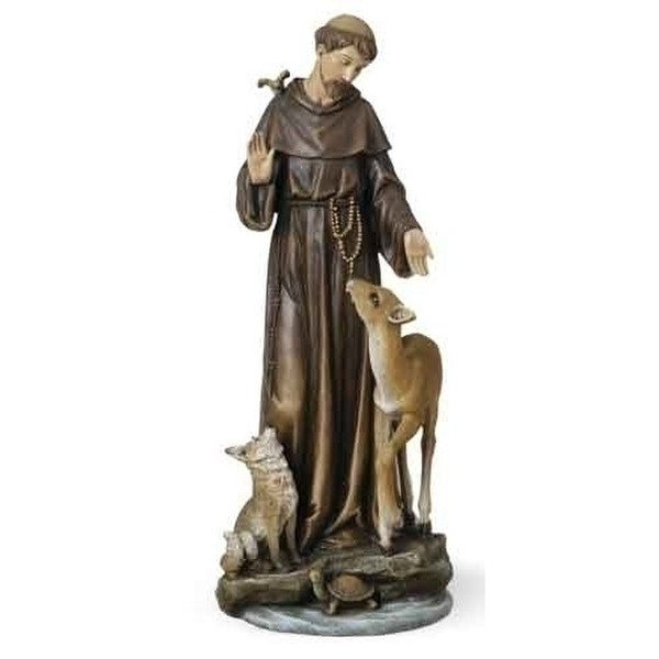 Saint Francis with Deer Statuette Dove Sculptures fox religious statuary